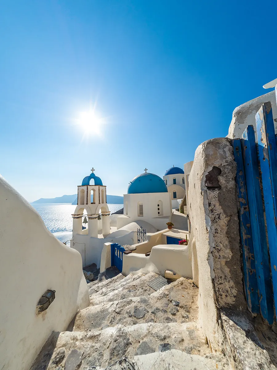 Blick auf Oia auf Santorin, Griechenland